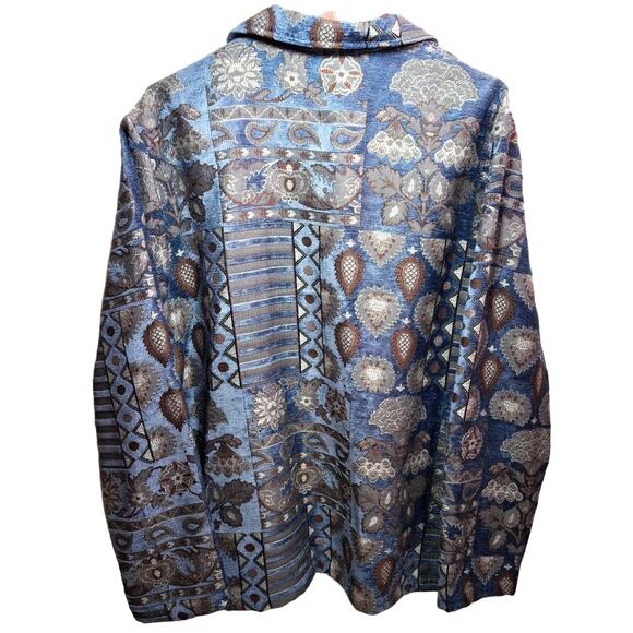 Sag Harbor Vintage Blue Brown Tapestry Blazer Plus Size 18 Geometric Y2K Retro - Picture 3 of 6